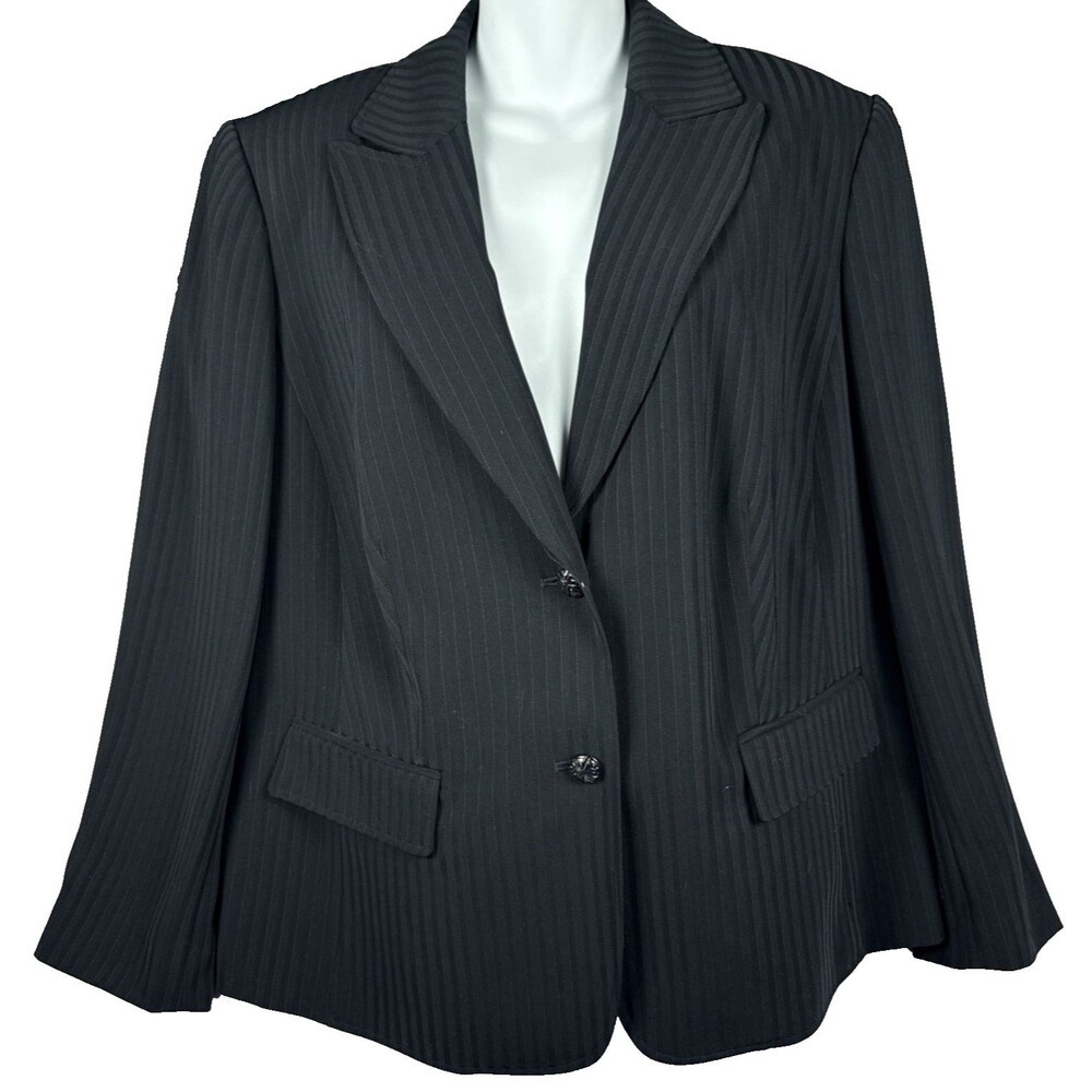 Tahari Arthur S Levine 14W Dark Blue Pinstripe Blazer 2 Button Midnight 1160L193